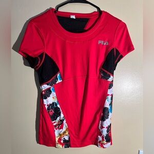 Women’s Fila Pink Floral Short Sleeve Compression Short Size Small